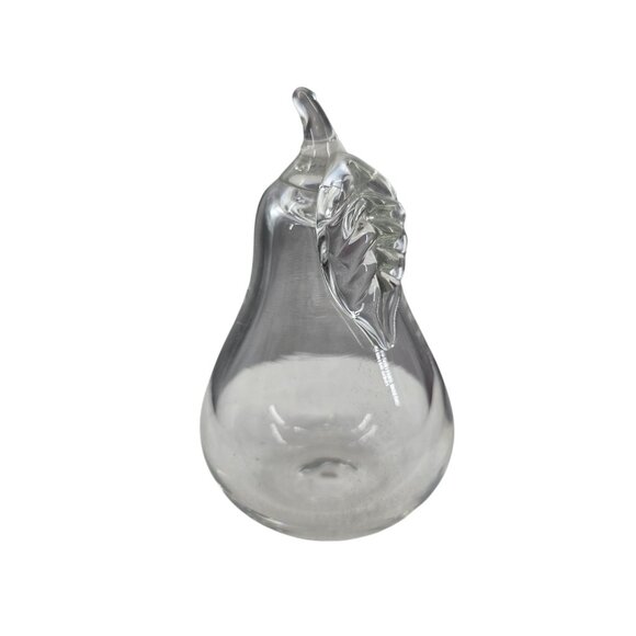 Princess House Blown Glass Pear Figurine Paperweight 3 Inch Clear Fruit Decor - Picture 1 of 5